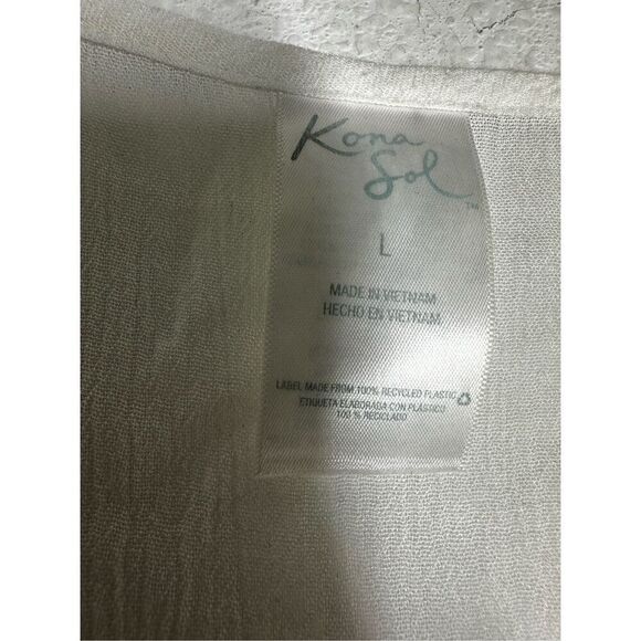 Kona Sol Swim Cover Up Tunic Eyelet Trim White Size L - Picture 3 of 8